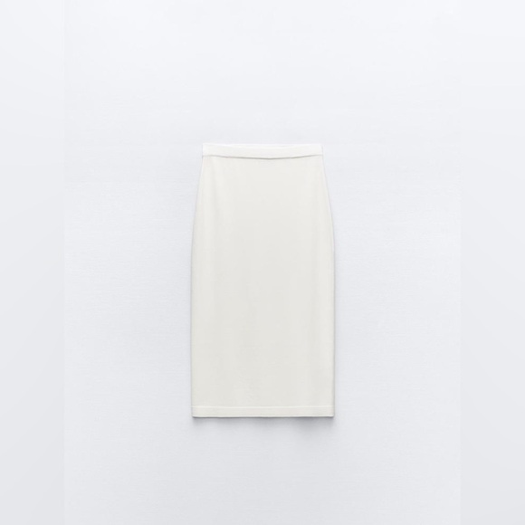Zara White Stretchy High Rise Knit Skirt Size Small - Picture 2 of 5
